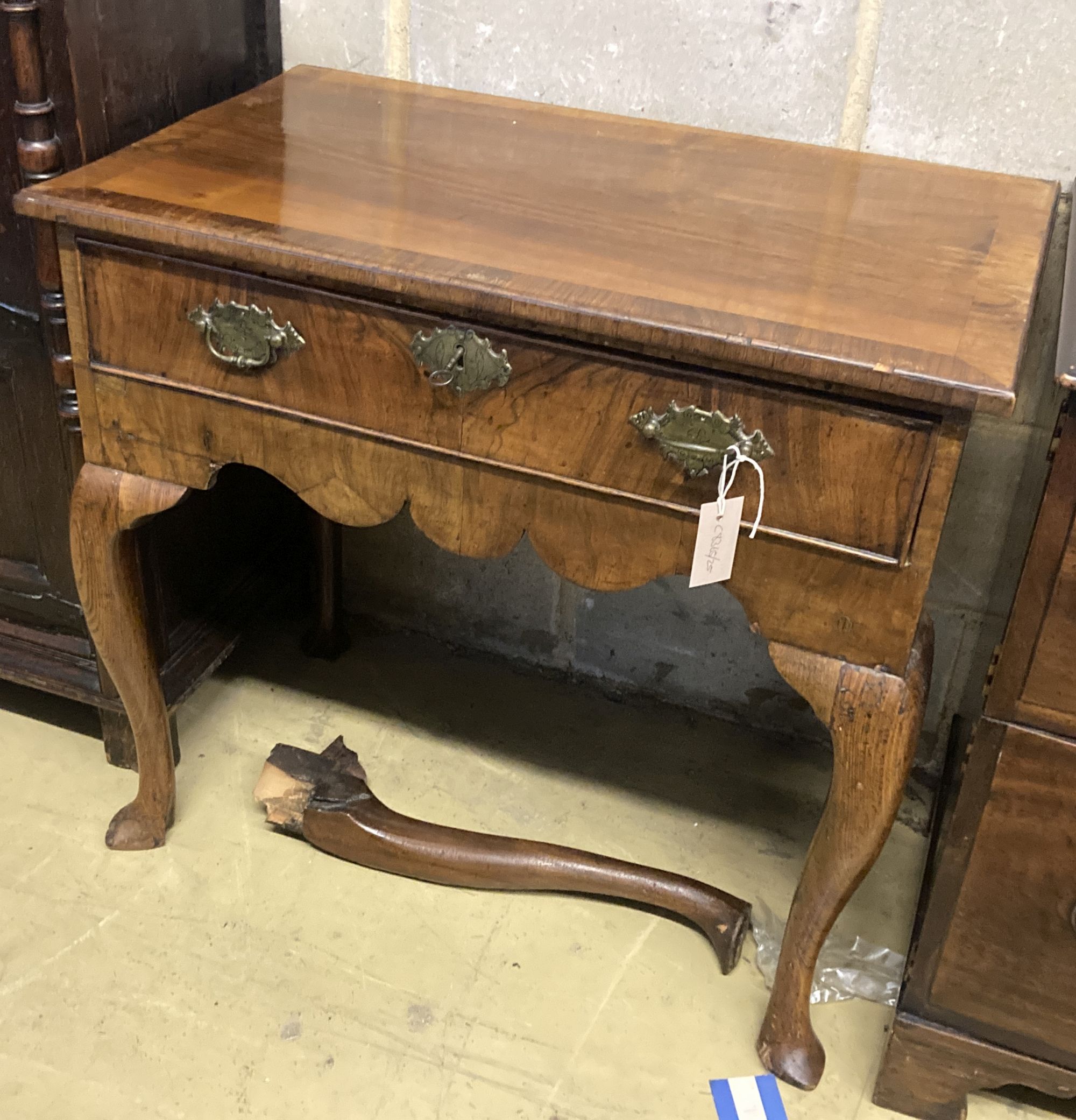 An early 18th century walnut lowboy, width 76cm depth 47cm height 70cm